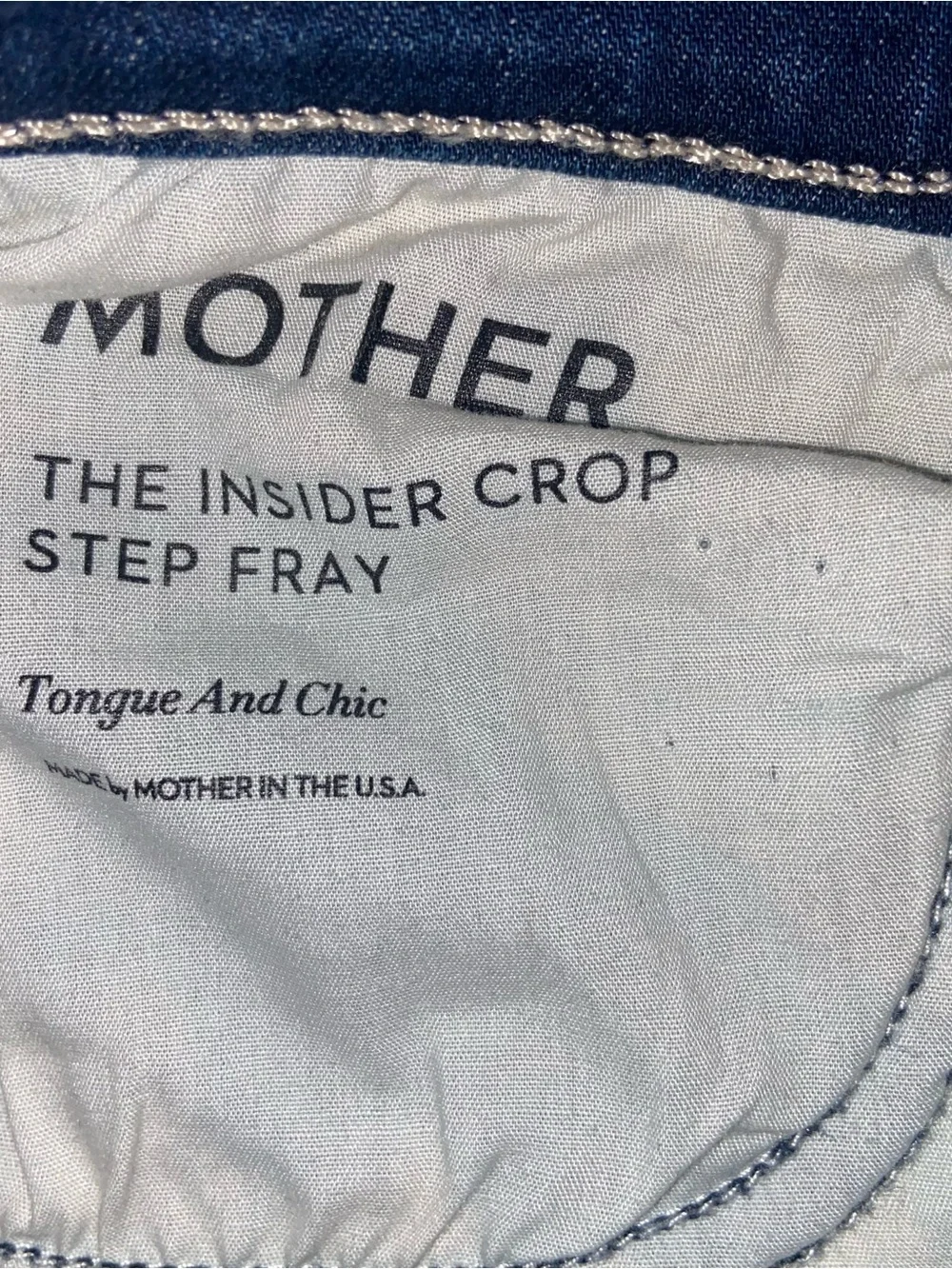 Mother Jeans Womens 26 Blue Insider Crop Step Fray Tongue And Chic USA Denim